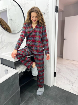 Женские пижамные штаны и рубашка Cozy Tartan 