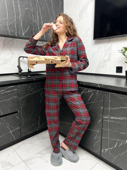 Женские пижамные штаны и рубашка Cozy Tartan 
