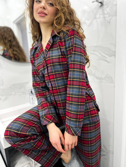 Женские пижамные штаны и рубашка Cozy Tartan 