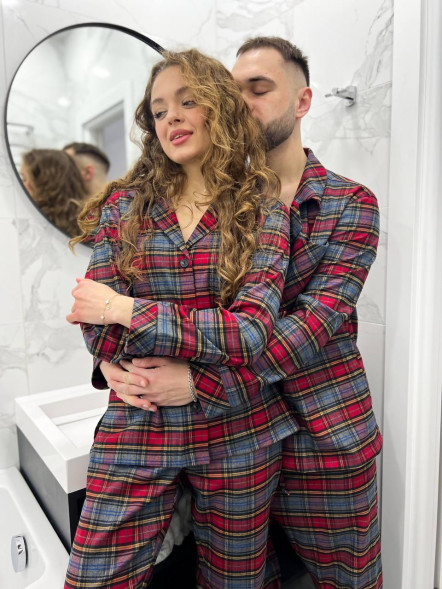 Женские пижамные штаны и рубашка Cozy Tartan 