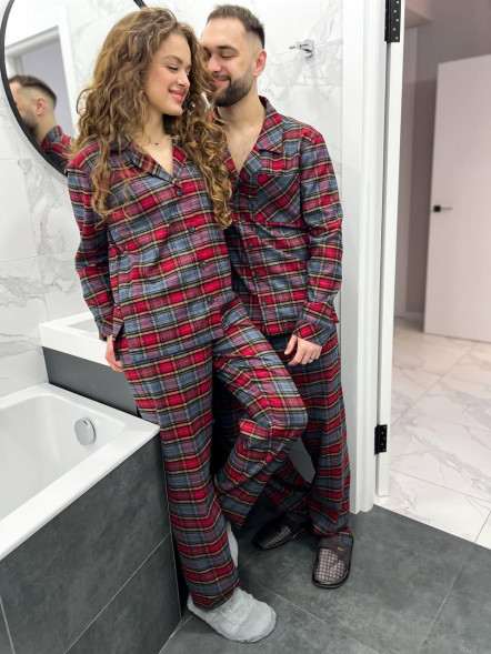Женские пижамные штаны и рубашка Cozy Tartan 