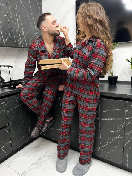 Женские пижамные штаны и рубашка Cozy Tartan 