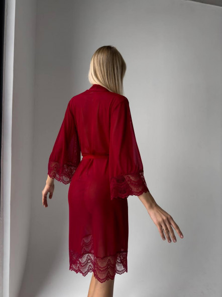 Halat spectaculos Scarlet Allure din plasă italiană cu dantelă