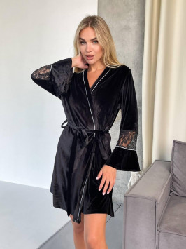 Romantic Velvet Robe with Lace Velvet Romance
