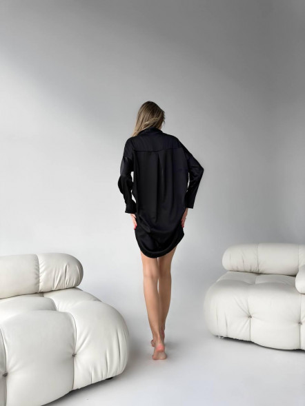 Cămașă elegantă Black Silk Shirt