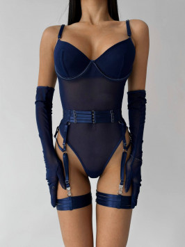 Body pentru femei cu animal print, curea și jartiere 837