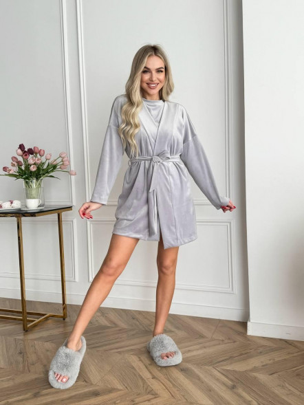 Set pijama de casă Silver Velvet Trio